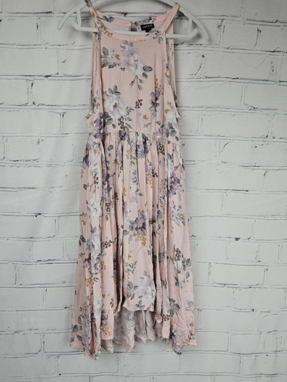 Torrid Pink Floral High Low Sleeveless Dress Womens 00 Small Country Cottage